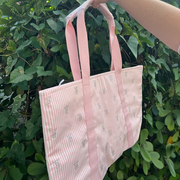 Victoria Secret Pink and White Striped Tote - Picture 2 of 4